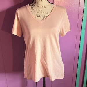 Time and Tru Women's White V-Neck Short Sleeve Tee